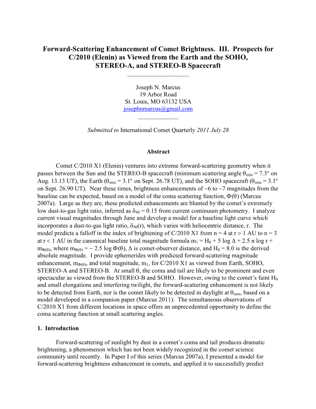 Forward-Scattering Enhancement of Comet Brightness