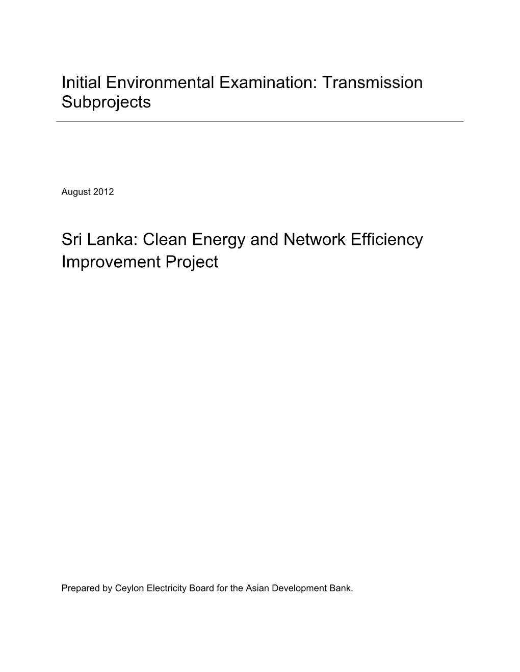 Sri Lanka: Clean Energy and Network Efficiency Improvement Project