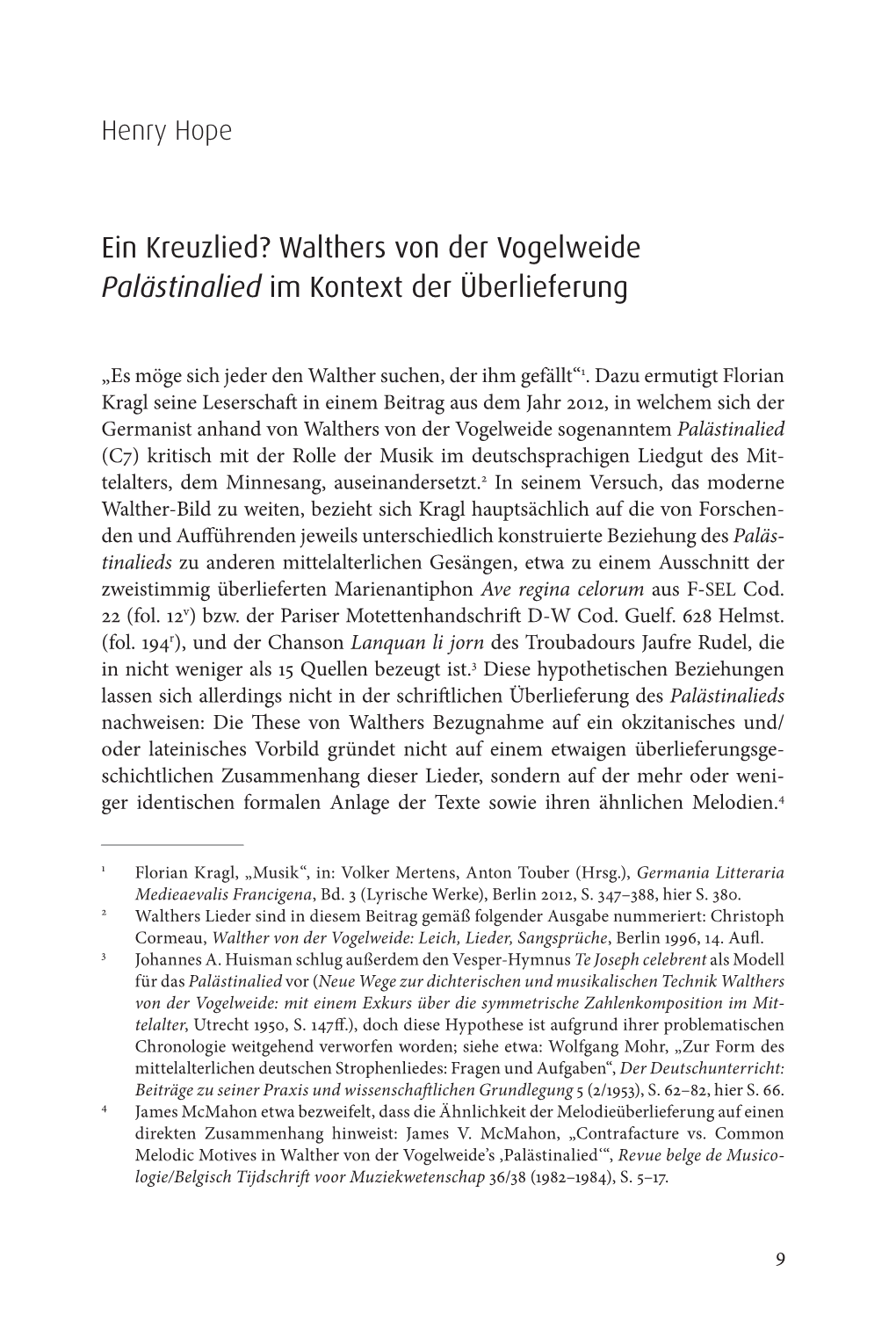 Walthers Von Der Vogelweide Palästinalied Im Kontext Der Überlieferung