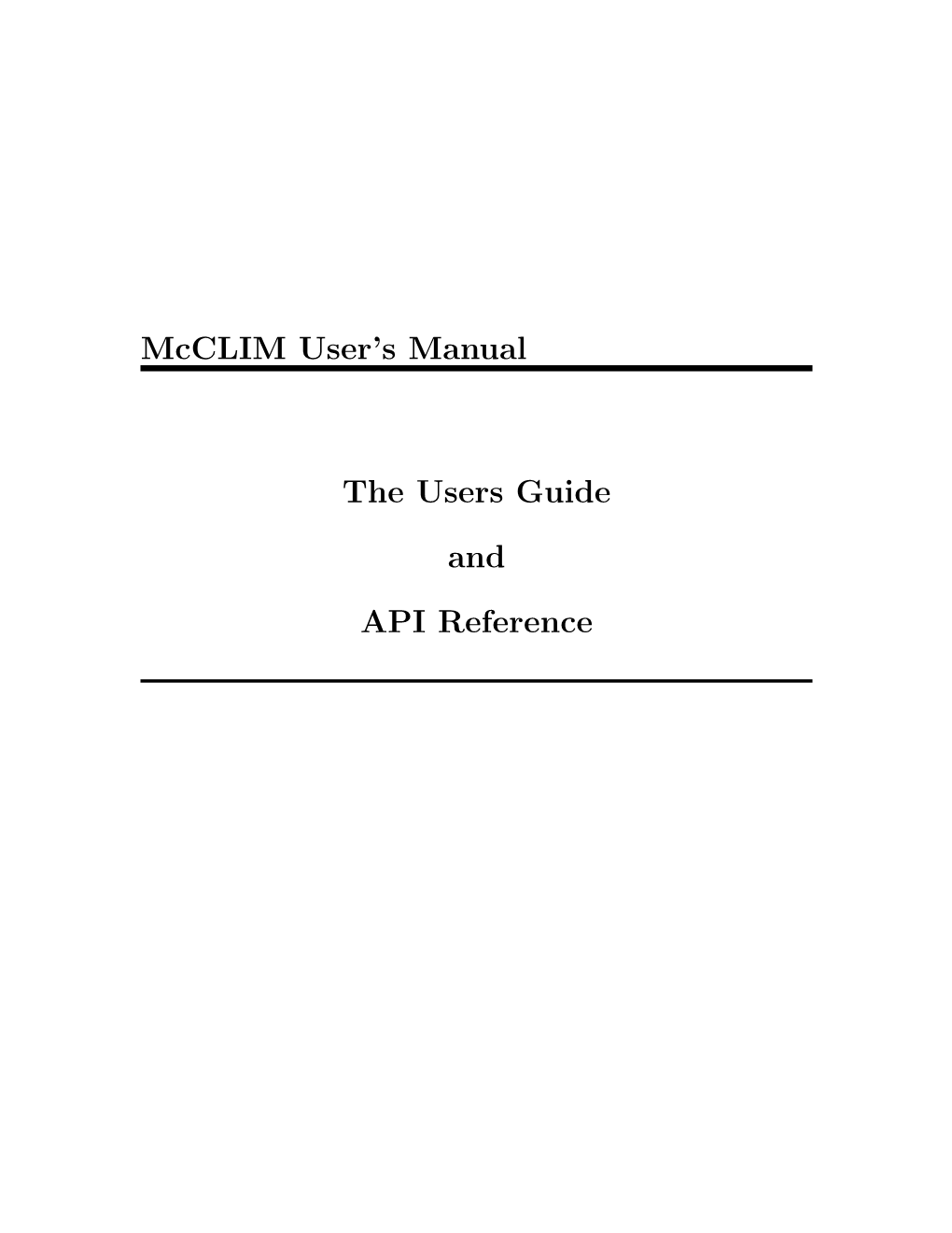 Mcclim Manual Draft