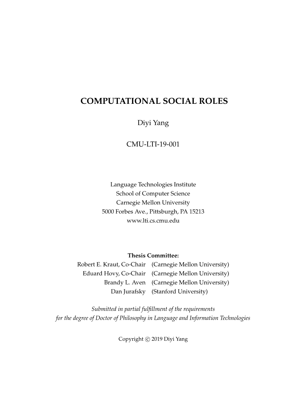 Computational Social Roles