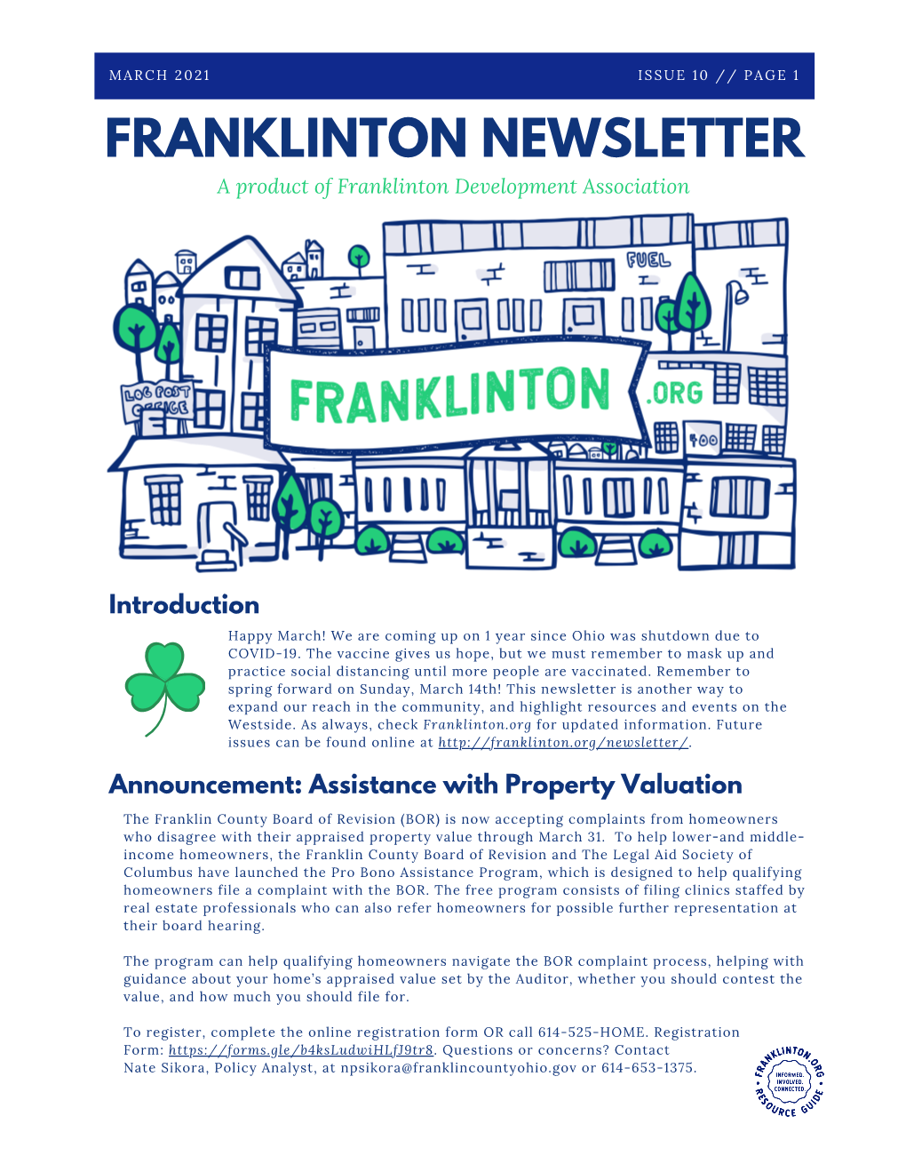 Franklinton Newsletter – March 2021