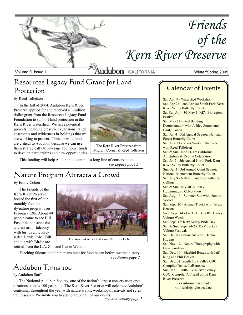 Winter/Spring 2005 Resources Legacy Fund Grant for Land Protection Calendar of Events by Reed Tollefson Sat