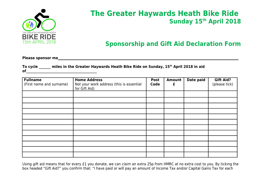 The Greater Haywards Heath Bike Ride