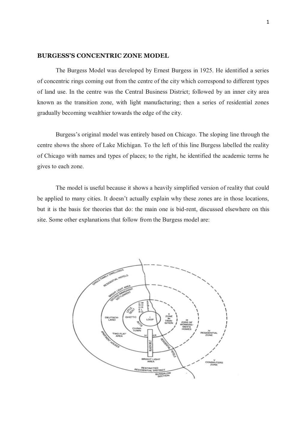 Burgess's Concentric Zone Model