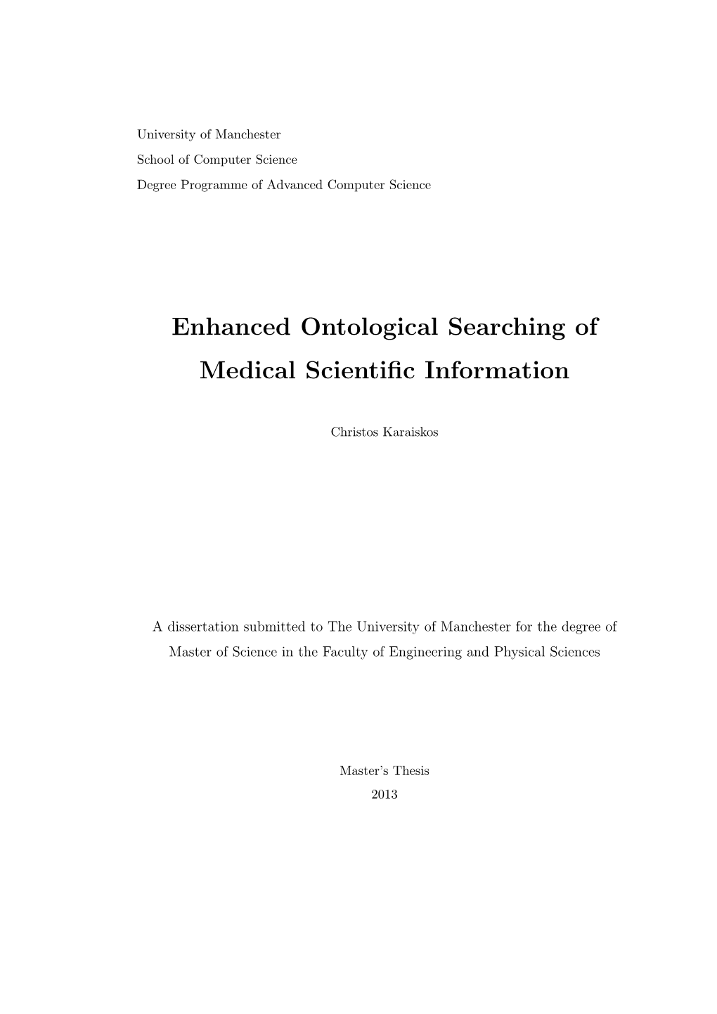 Enhanced Ontological Searching of Medical Scientific Information