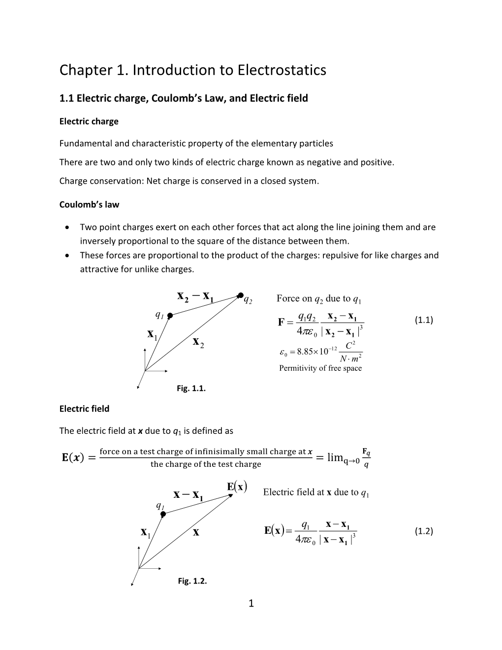 Chapter 1. Introduction to Electrostatics