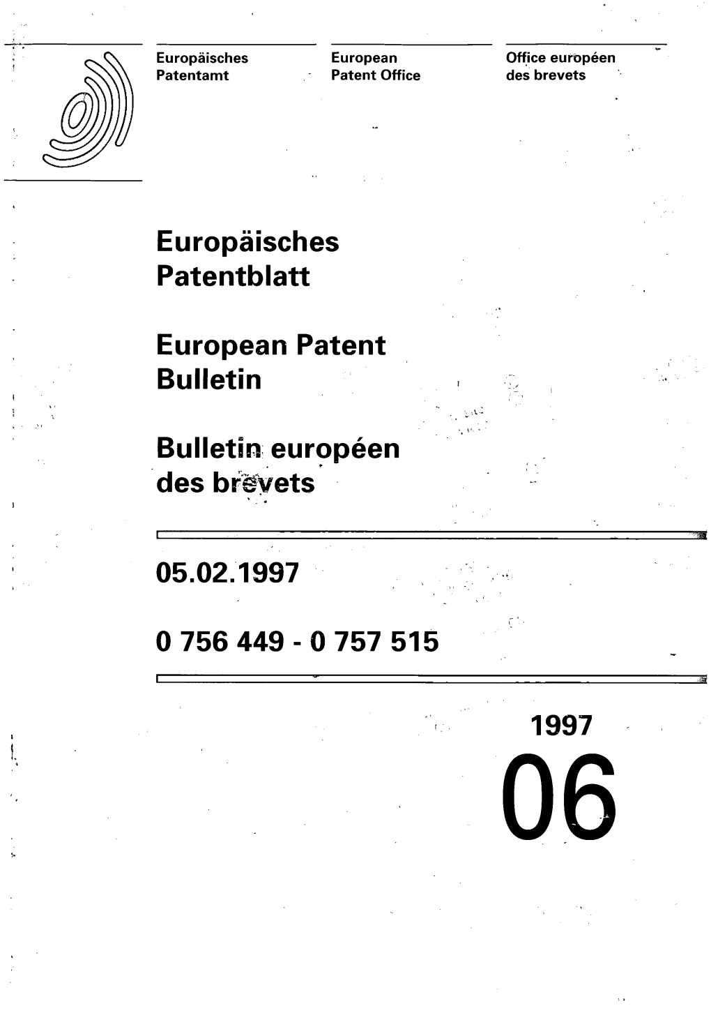 European Patent Bulletin 1997/06