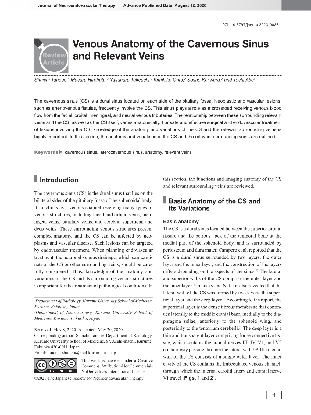 Venous Anatomy of the Cavernous Sinus and Relevant Veins