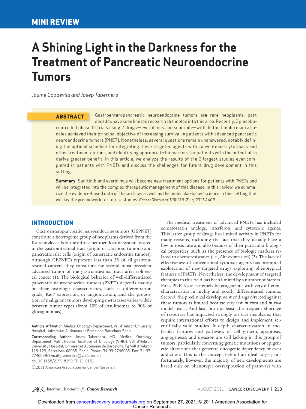 A Shining Light in the Darkness for the Treatment of Pancreatic Neuroendocrine Tumors