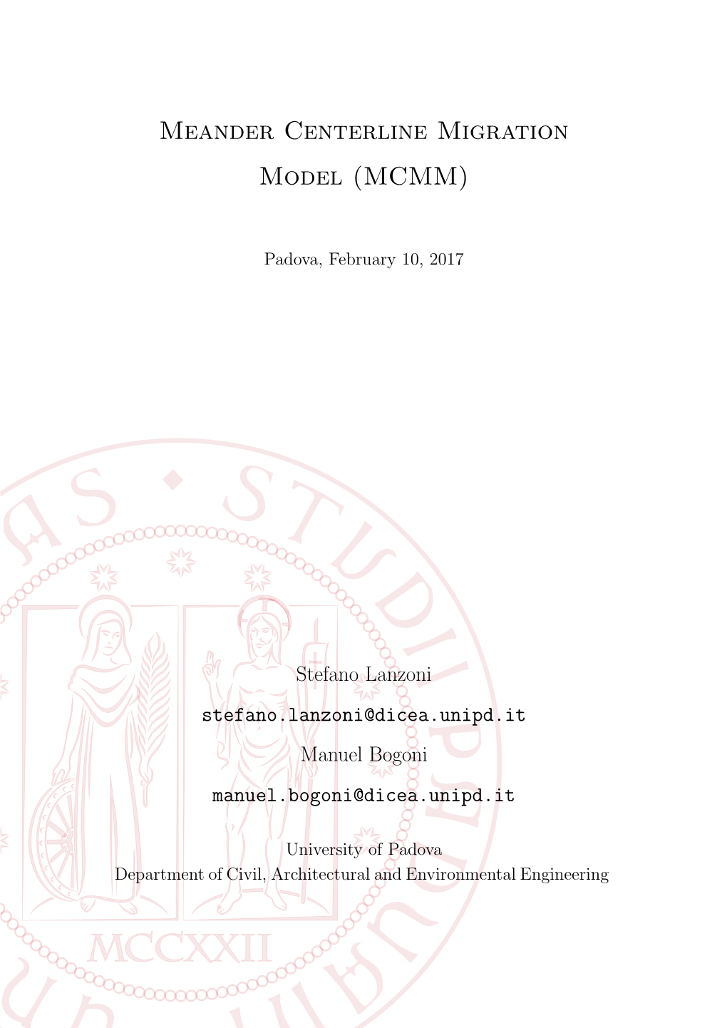 Meander Centerline Migration Model (MCMM)