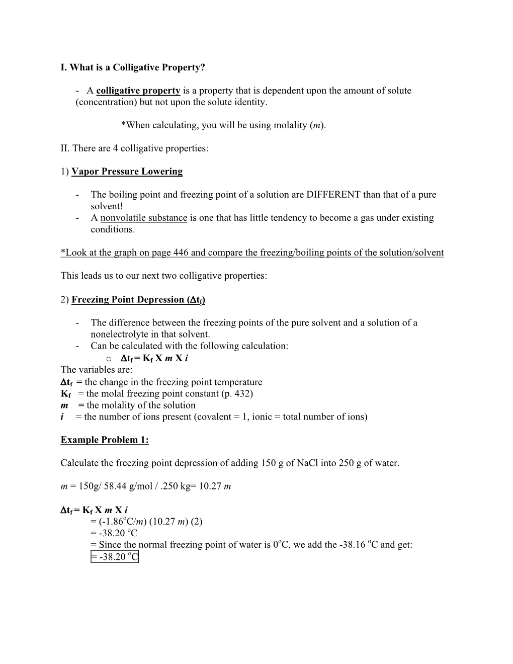 Colligative Properties Notes