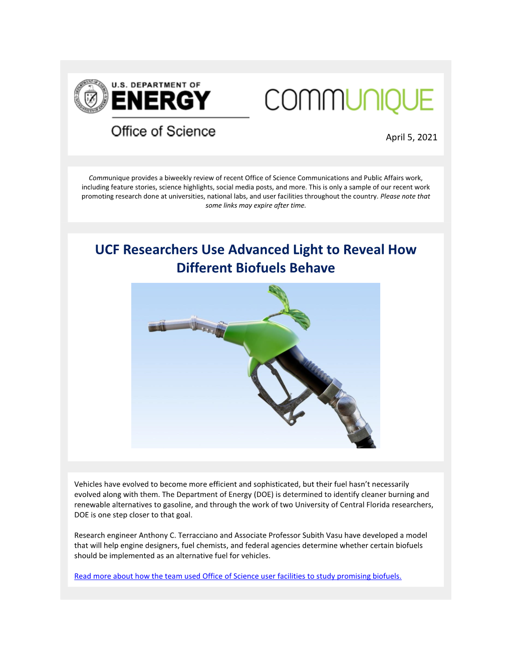 UCF Researchers Use Advanced Light to Reveal How Different Biofuels Behave