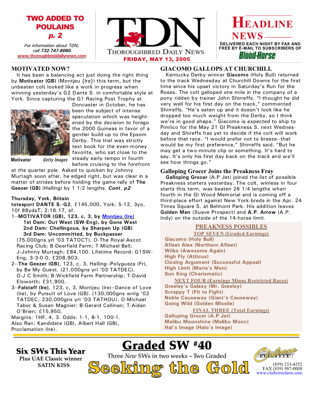 HEADLINE NEWS • 5/13/05 • PAGE 2 of 5