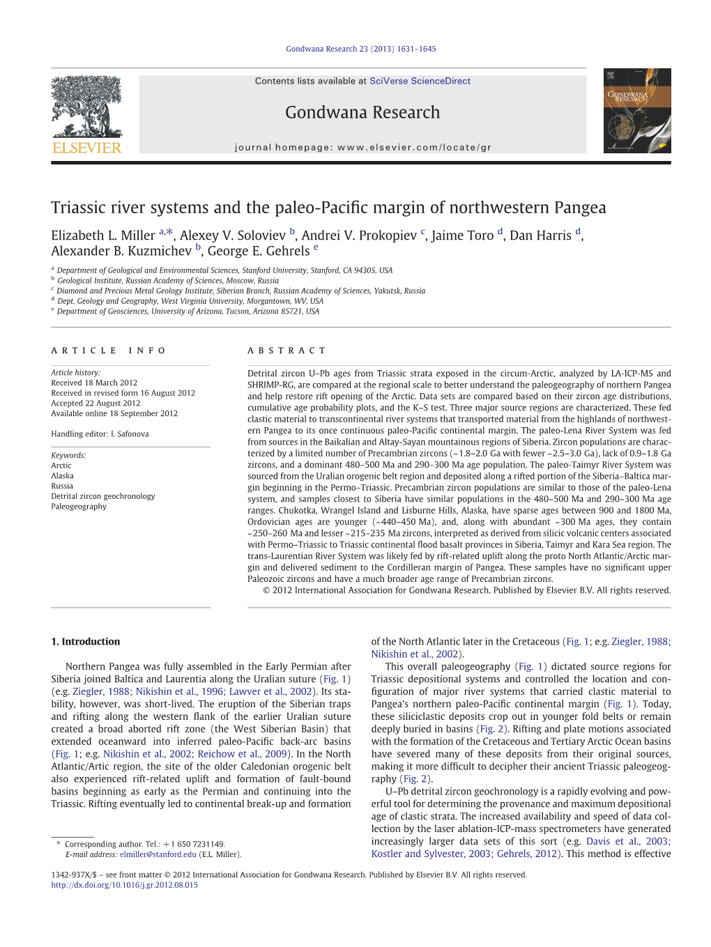 Triassic River Systems and the Paleo-Pacific Margin Of