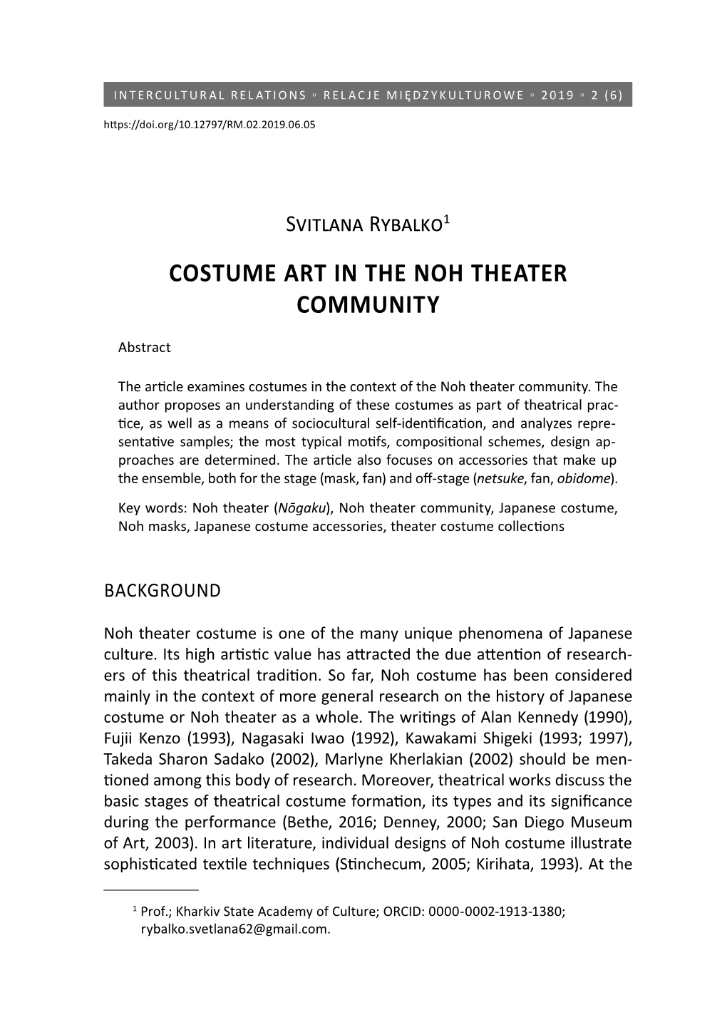 Costume Art in the Noh Theater Community