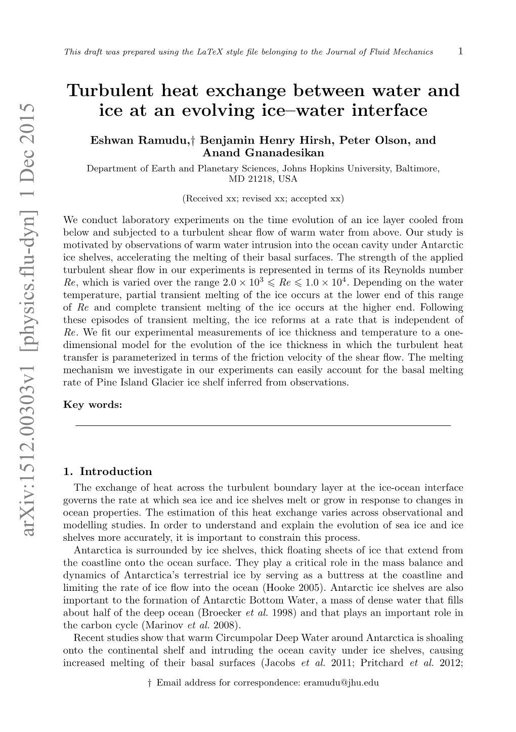 Turbulent Heat Exchange Between Water and Ice at an Evolving Ice–Water Interface