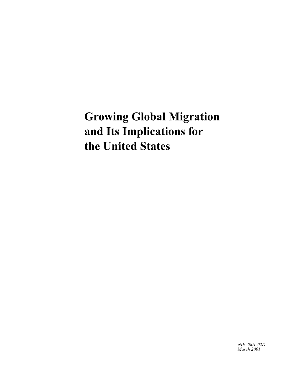 Growing Global Migration and Its Implications for the United States