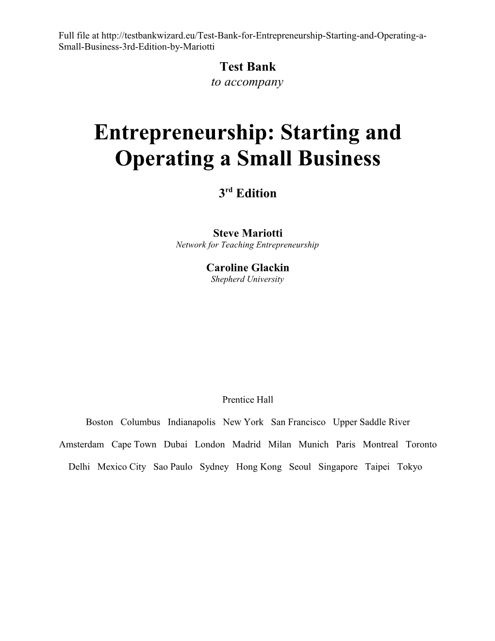 Entrepreneurship: Starting and Operating a Small Business