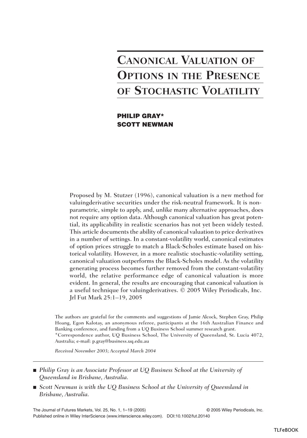 Canonical Valuation of Options in the Presence of Stochastic Volatility