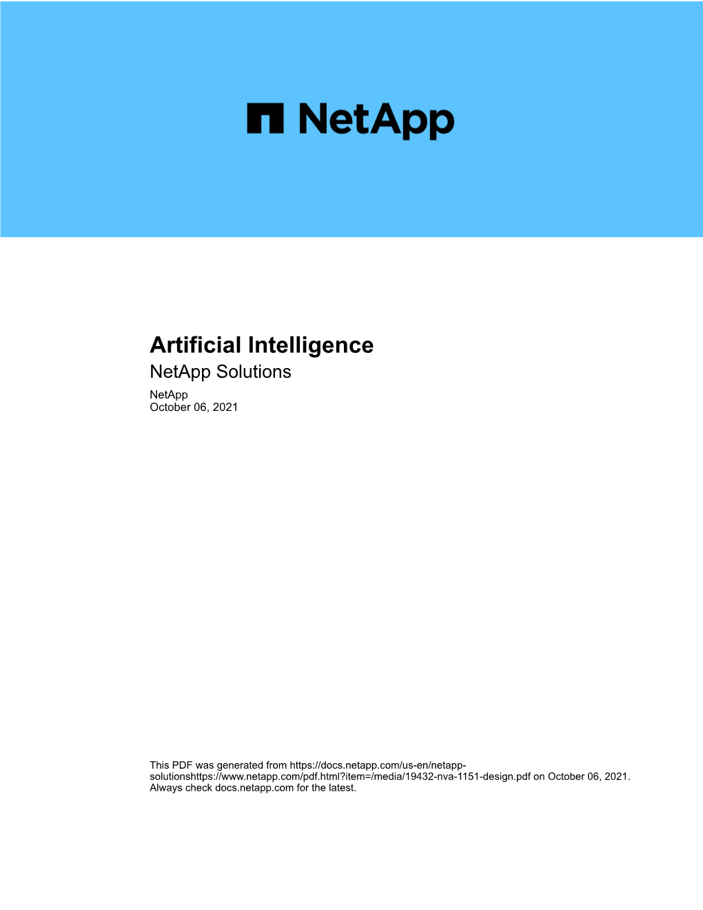 Artificial Intelligence : Netapp Solutions