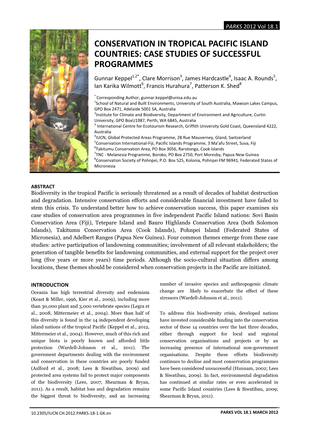 Conservation in Tropical Pacific Island Countries: Case Studies of Successful Programmes