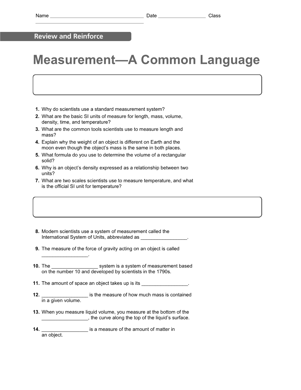 Measurement a Common Language