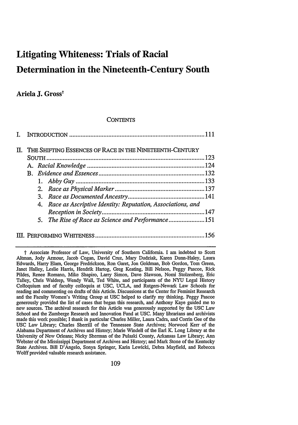 Litigating Whiteness: Trials of Racial Determination in the Nineteenth-Century South