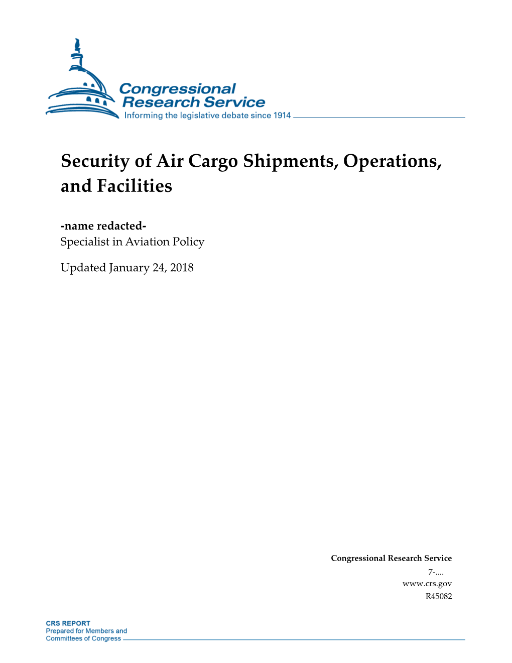 Security of Air Cargo Shipments, Operations, and Facilities