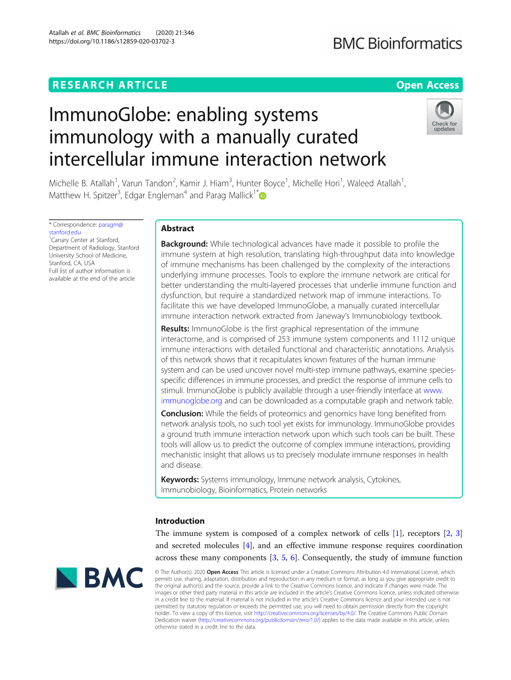 Immunoglobe: Enabling Systems Immunology with a Manually Curated Intercellular Immune Interaction Network Michelle B