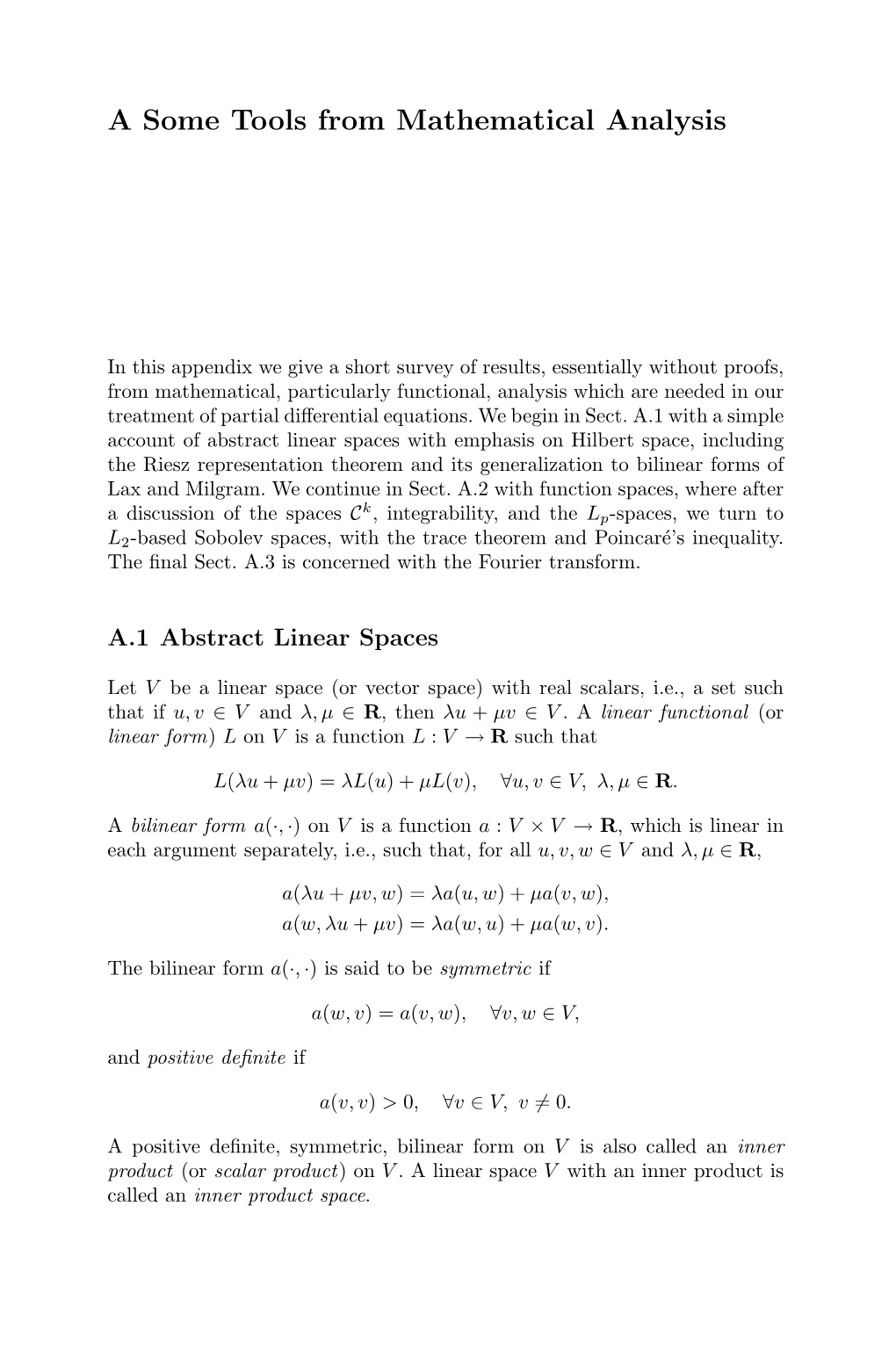 A Some Tools from Mathematical Analysis