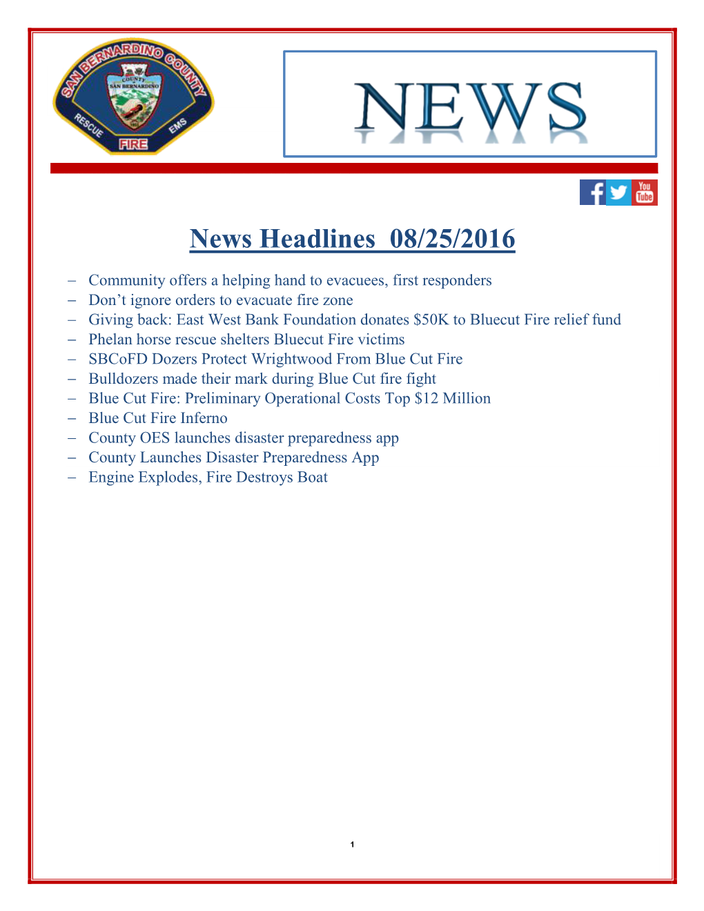 News Headlines 08/25/2016