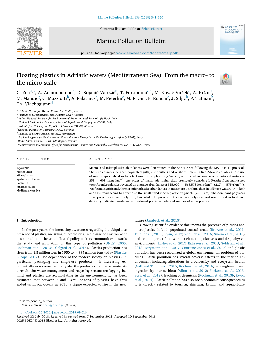 Floating Plastics in Adriatic Waters (Mediterranean Sea) from the Macro- to the Micro-Scale