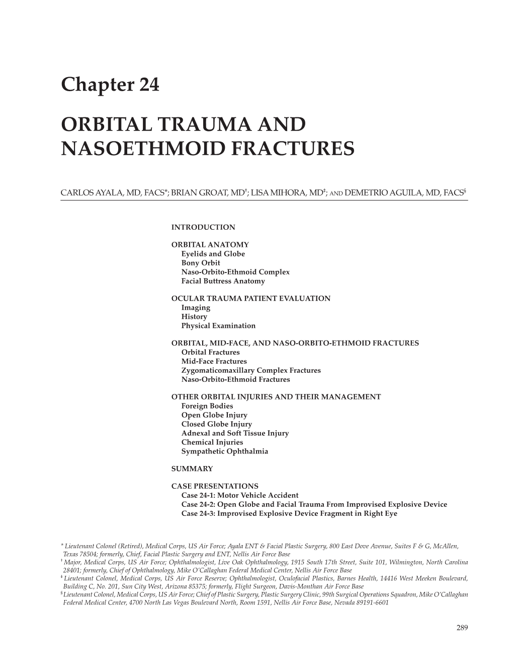 Chapter 24 ORBITAL TRAUMA and NASOETHMOID FRACTURES