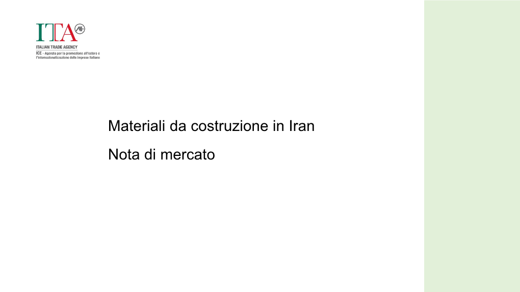 Materiali Da Costruzione in Iran Nota Di Mercato Il Settore Edilizia in Iran