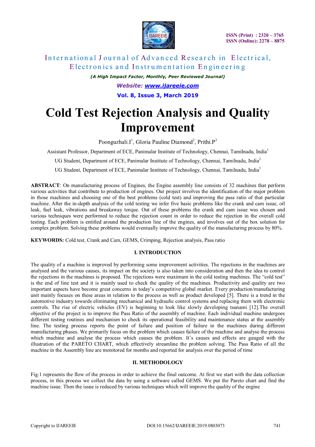 Cold Test Rejection Analysis and Quality Improvement