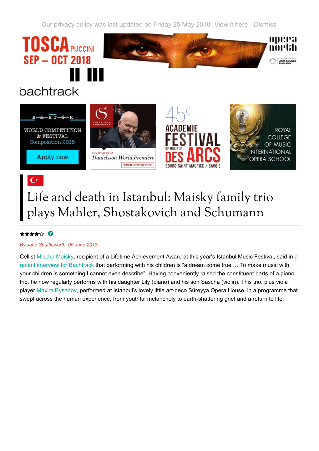 Maisky Family Trio Plays Mahler, Shostakovich and Schumann