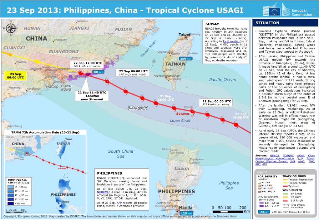 23 Sep 2013: Philippines, China - Tropical Cyclone USAGI