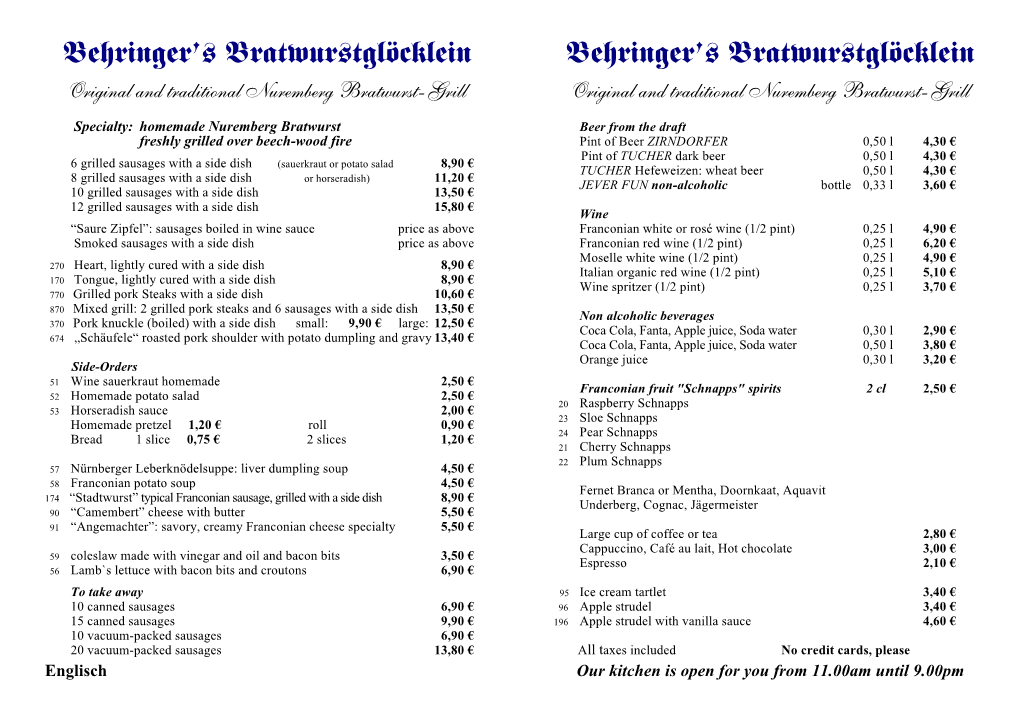 Behringer's Bratwurstglöcklein