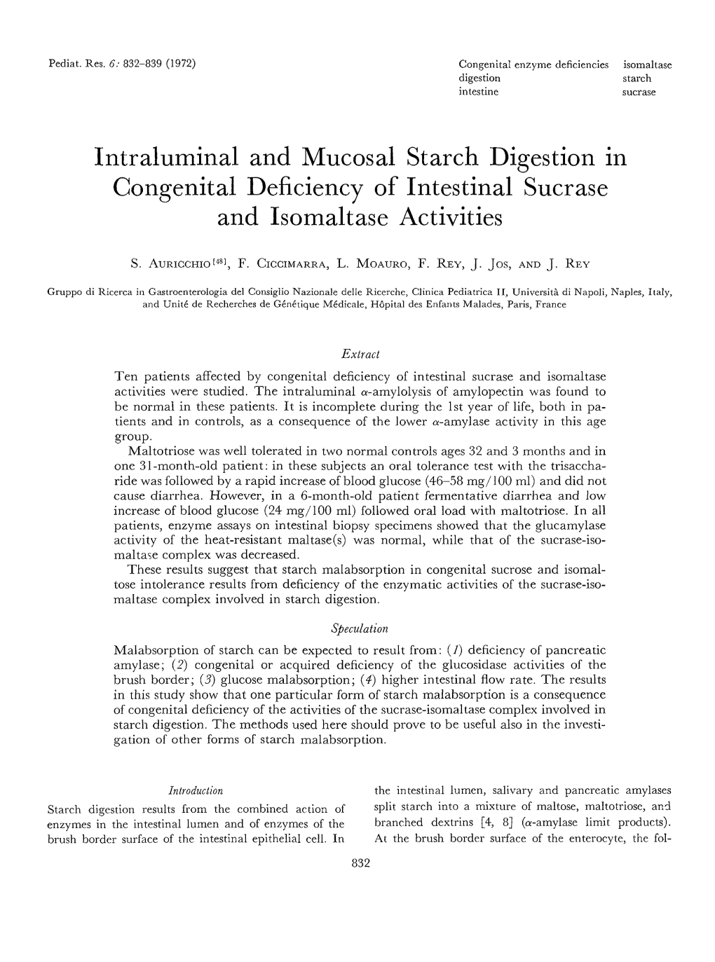 Intraluminal and Mucosal Starch Digestion in Congenital Deficiency of Intestinal Sucrase and Isomaltase Activities