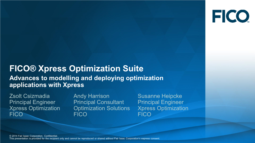 FICO® Xpress Optimization Suite