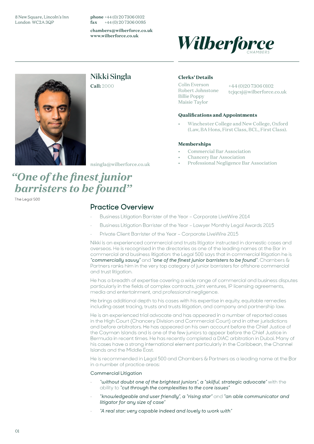 “One of the Finest Junior Barristers to Be Found”