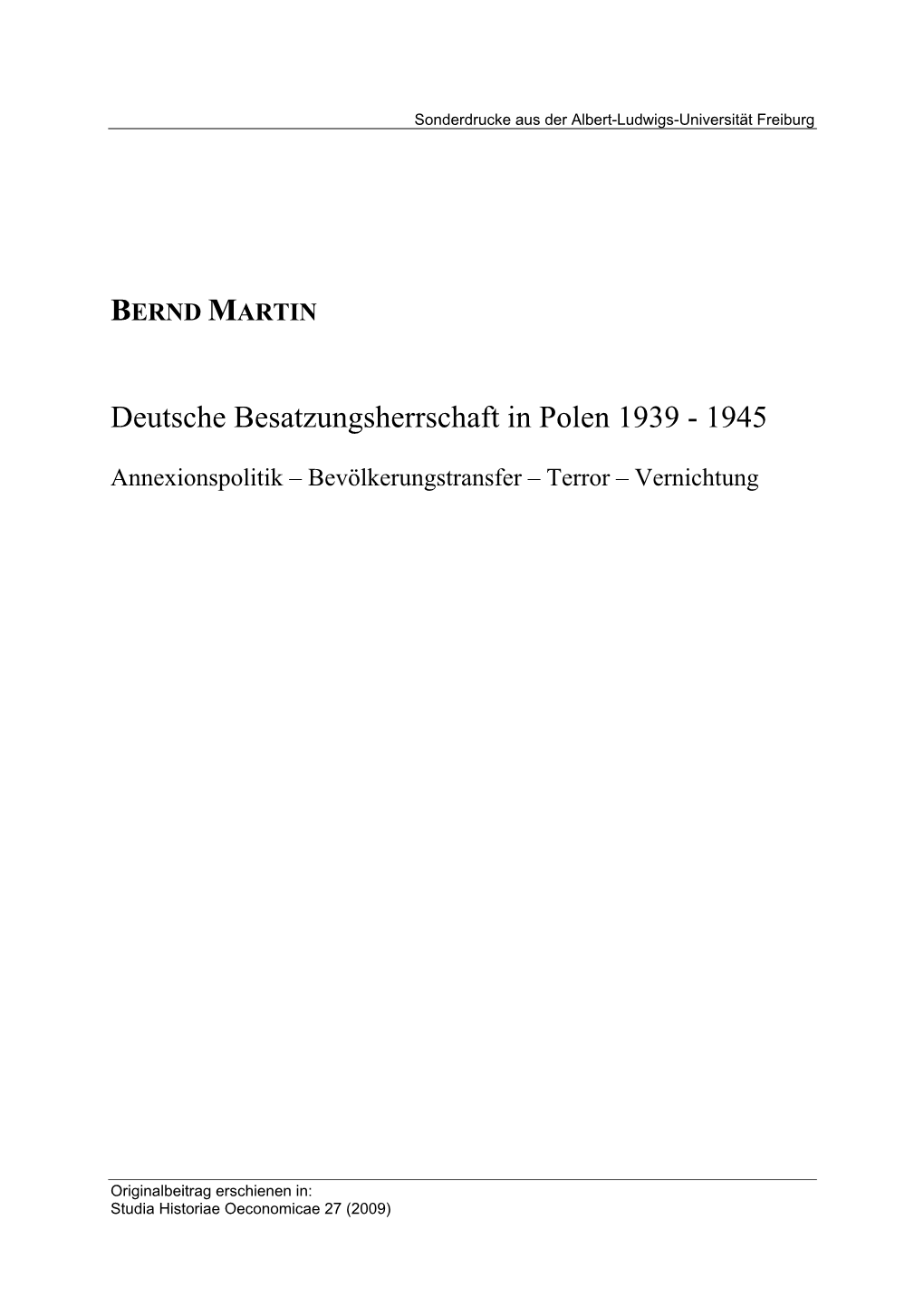 Deutsche Besatzungsherrschaft in Polen 1939 - 1945