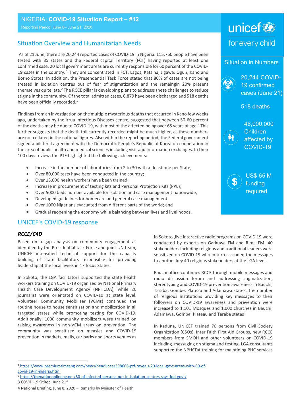 Situation Overview and Humanitarian Needs