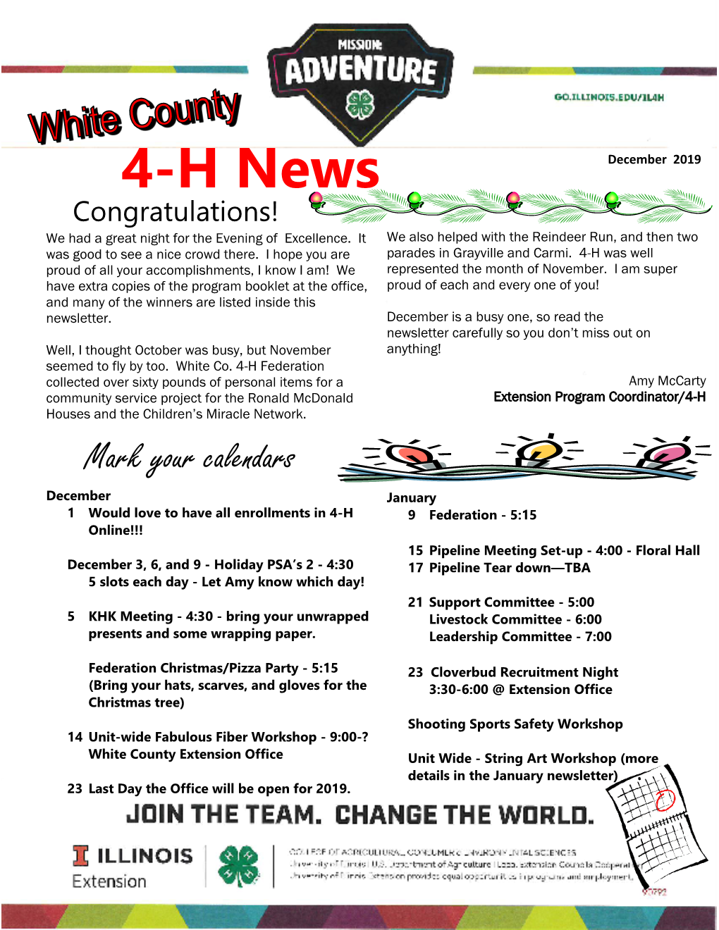 4-H News December 2019 Congratulations! We Had a Great Night for the Evening of Excellence
