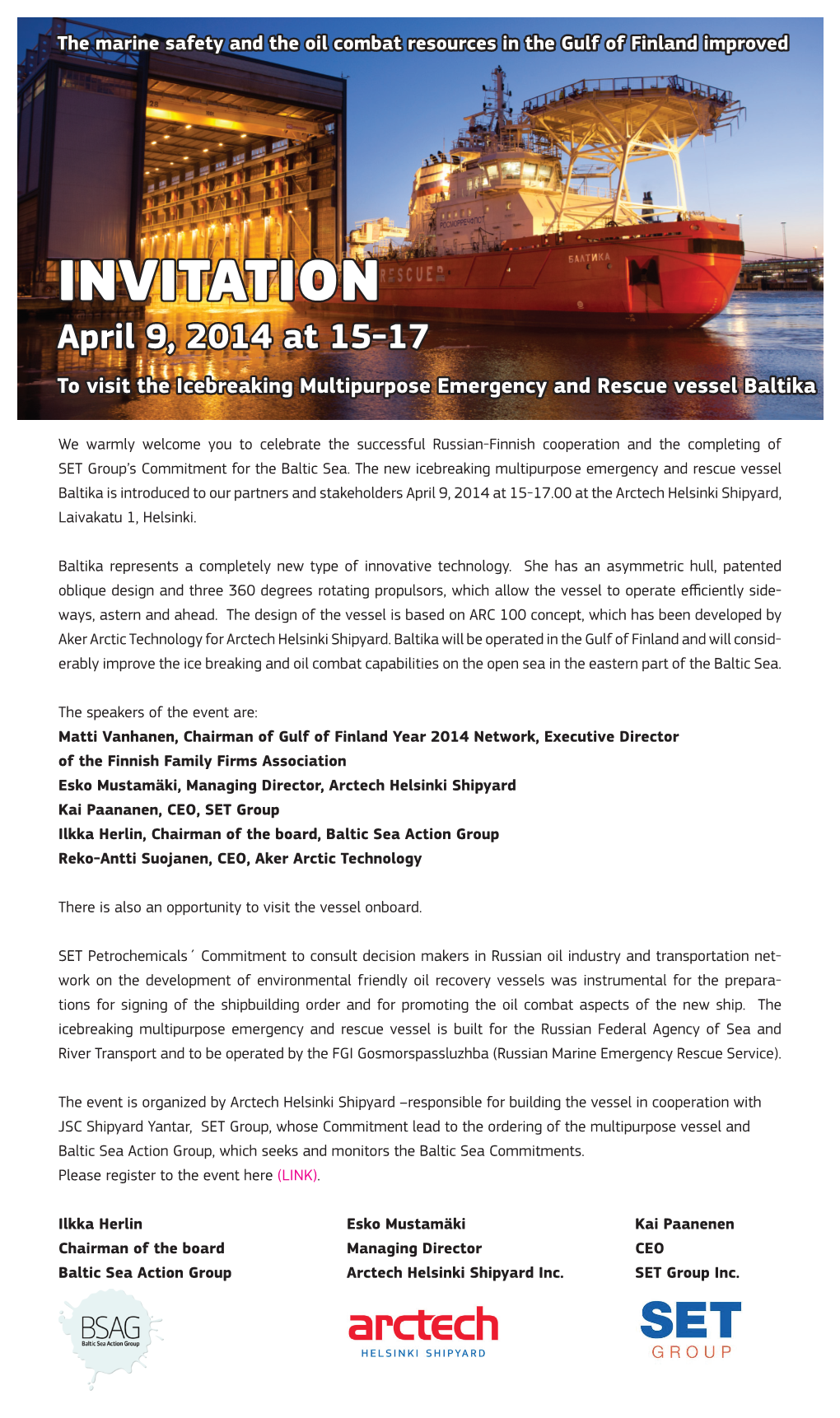 Baltika Event 9.4.2014 Invitation