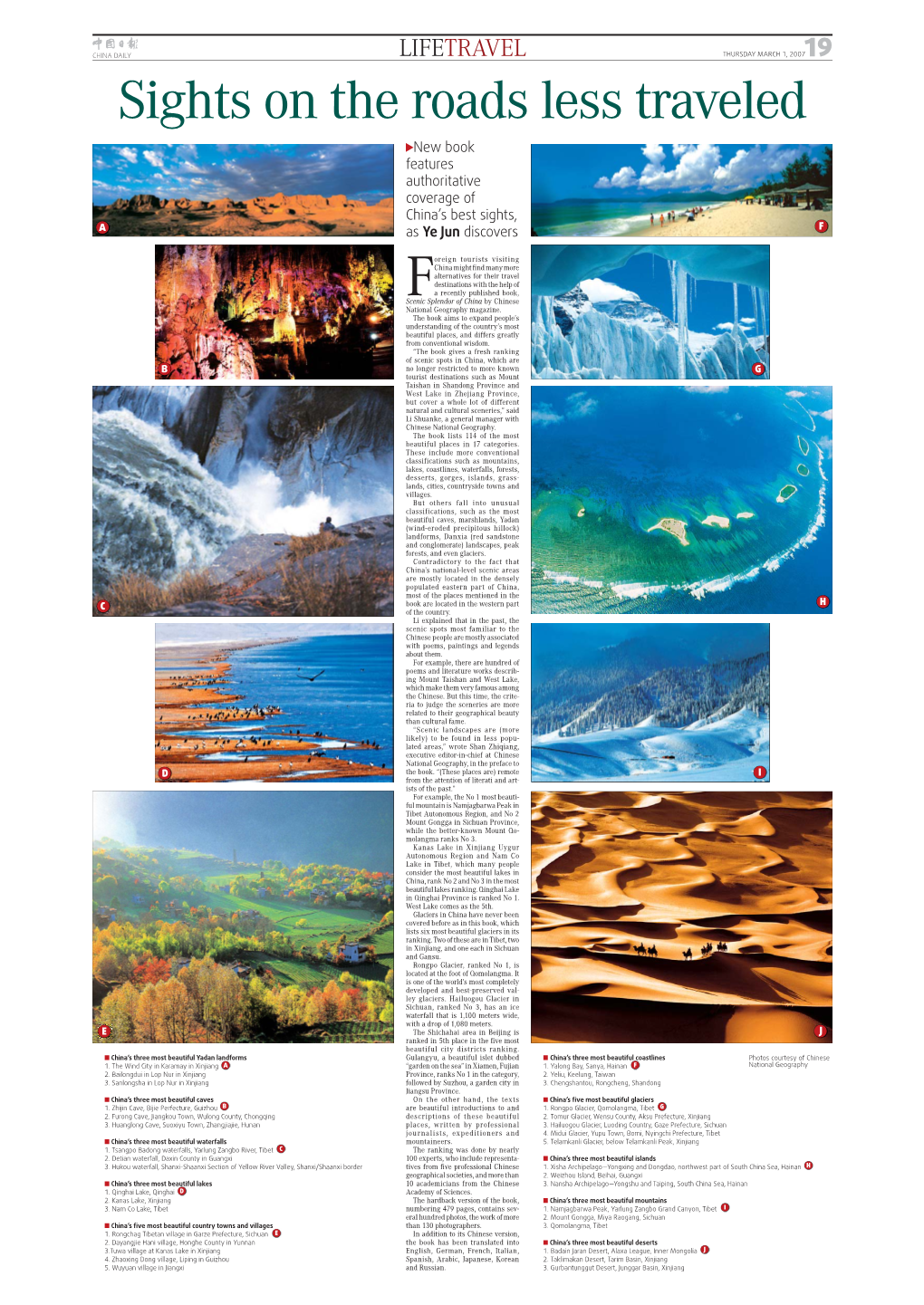 Sights on the Roads Less Traveled New Book Features Authoritative Coverage of China’S Best Sights, a F As Ye Jun Discovers