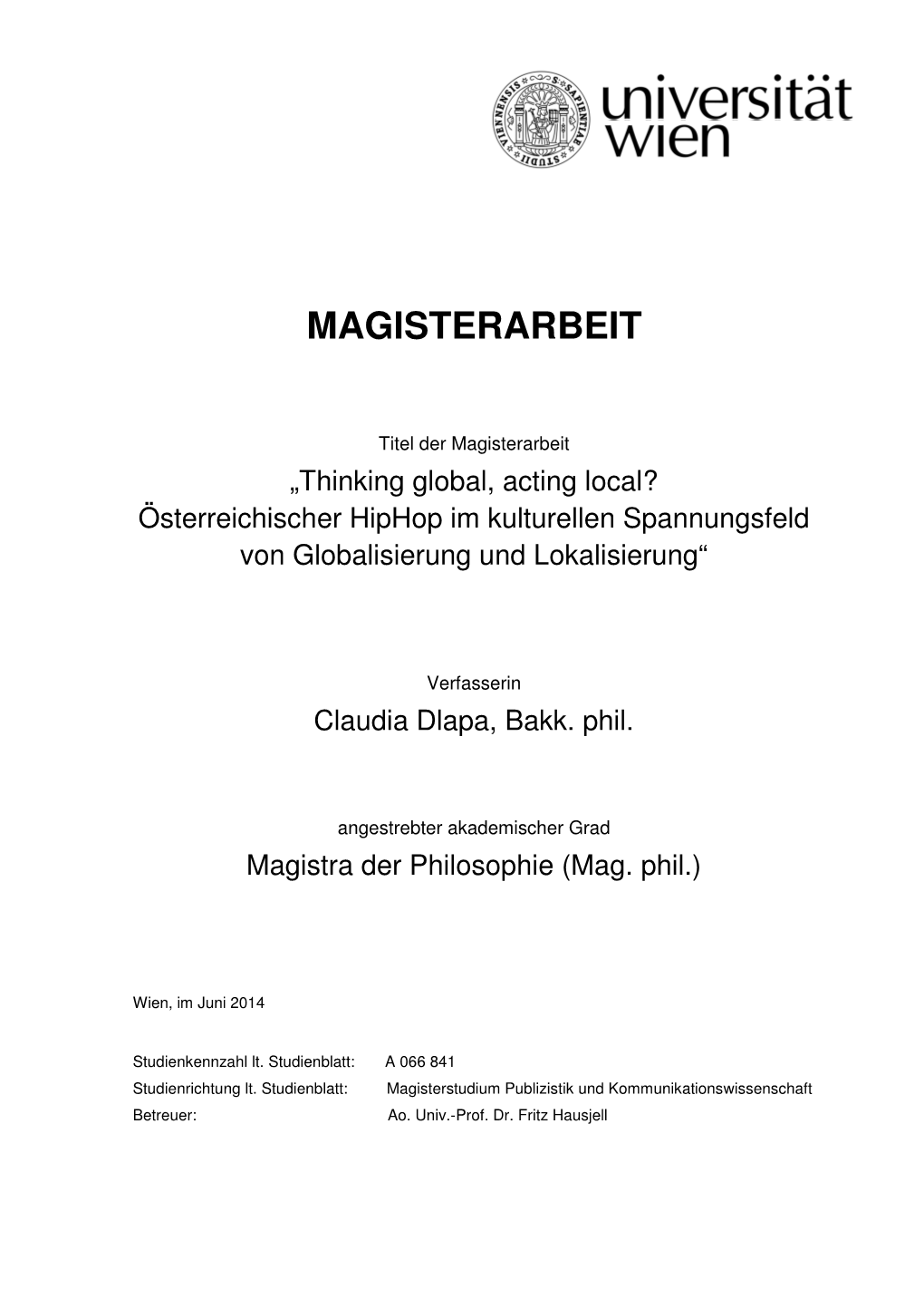 Magisterarbeit