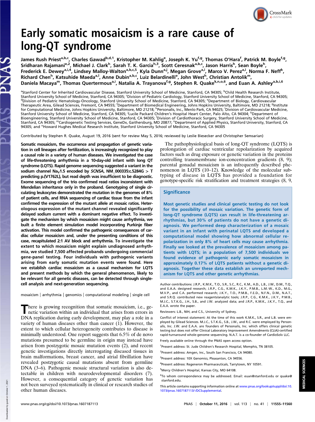 Early Somatic Mosaicism Is a Rare Cause of Long-QT Syndrome