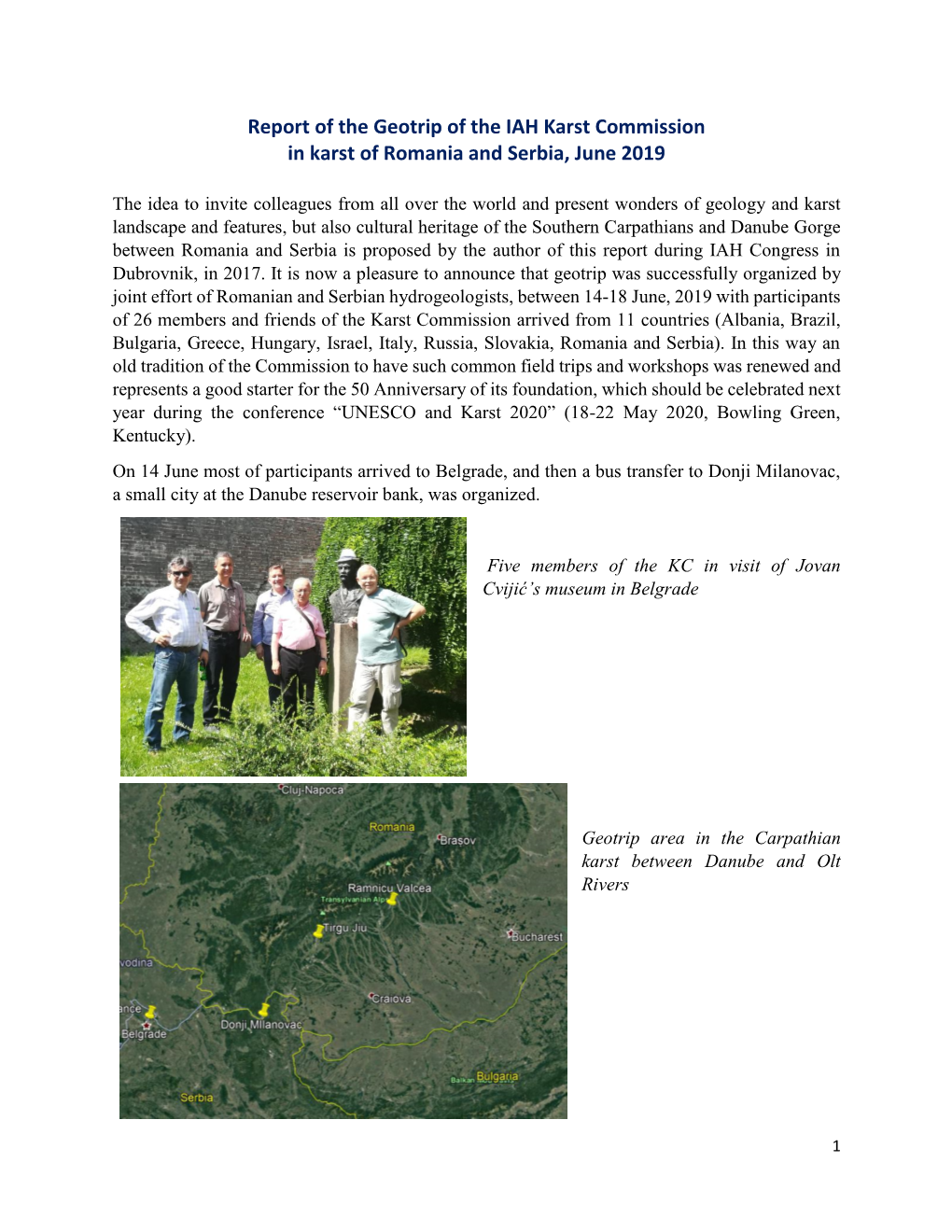 Report of the Geotrip of the IAH Karst Commission in Karst of Romania and Serbia, June 2019